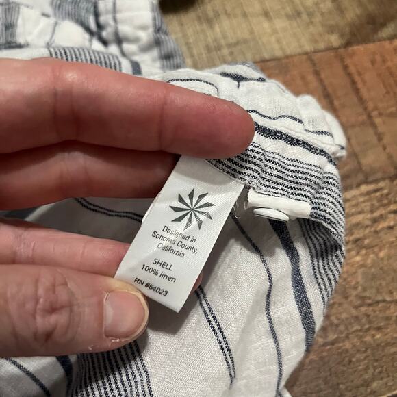 Athleta Women's 100% Linen Navy White Striped Beachy Peninsula Tunic Top Sz M - Picture 6 of 6